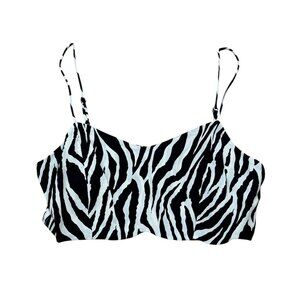 Reformation Zebra Print Cropped Bralette Top Black White 2010s